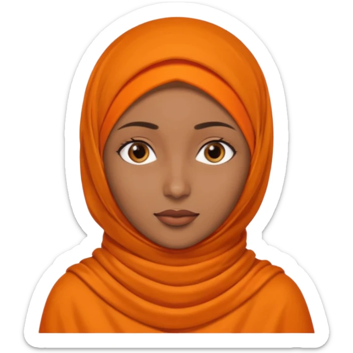 brown skin woman with orange hijab head and neck only sticker