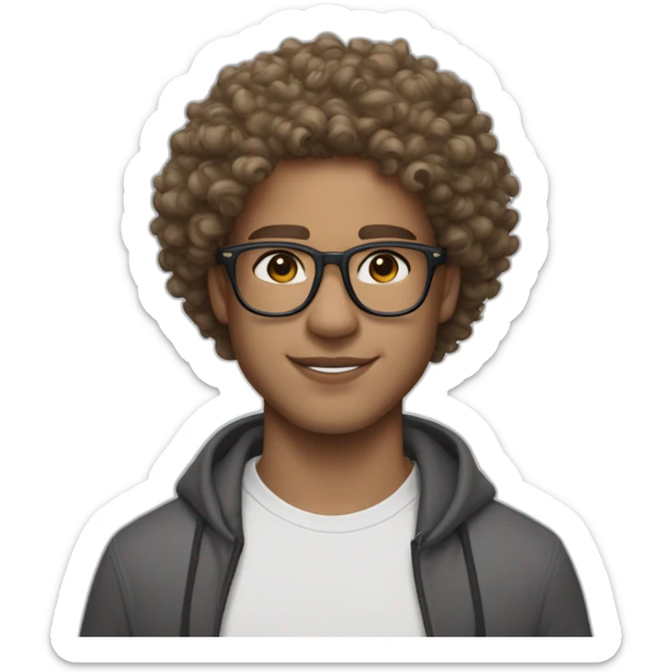 Light skin guy with 59 5-C skin color, curly hair, taper fade haircut and Oakley glasses and AirPods pro sticker