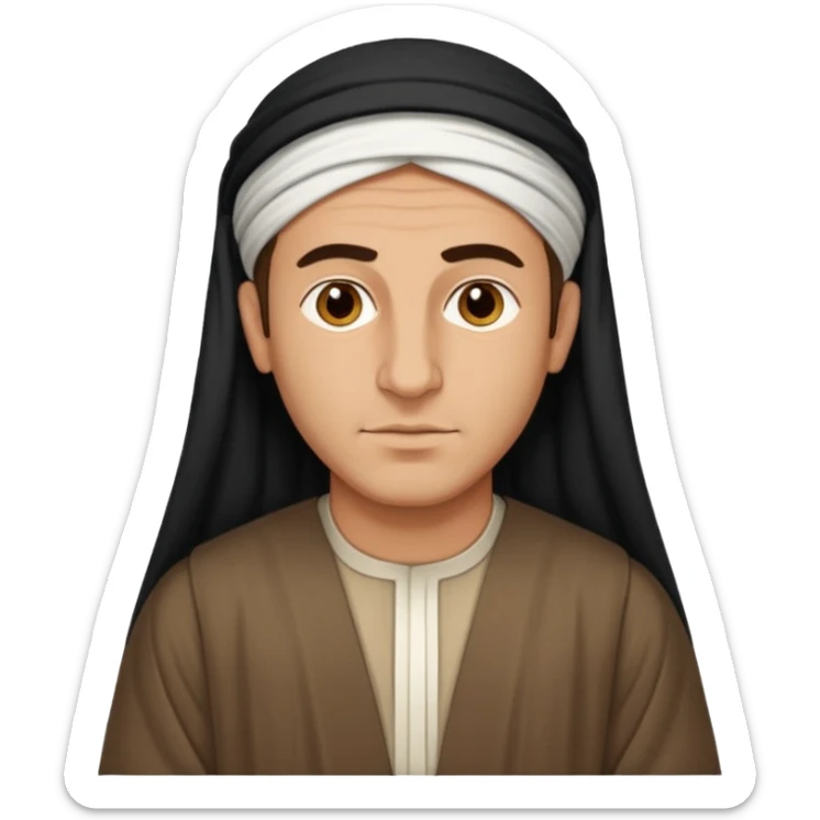 Portrait of a male Iraqi civilian with a neutral expression 1980 sticker