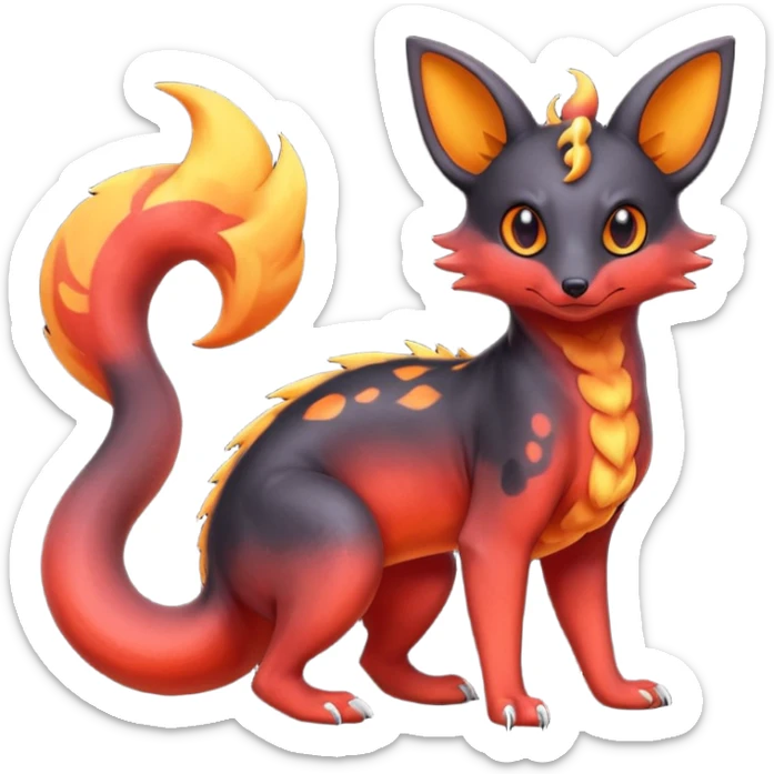 magma-gradients-colored Genet-Salandit-Umbreon-Flareon-Hybrid (Full body) sticker