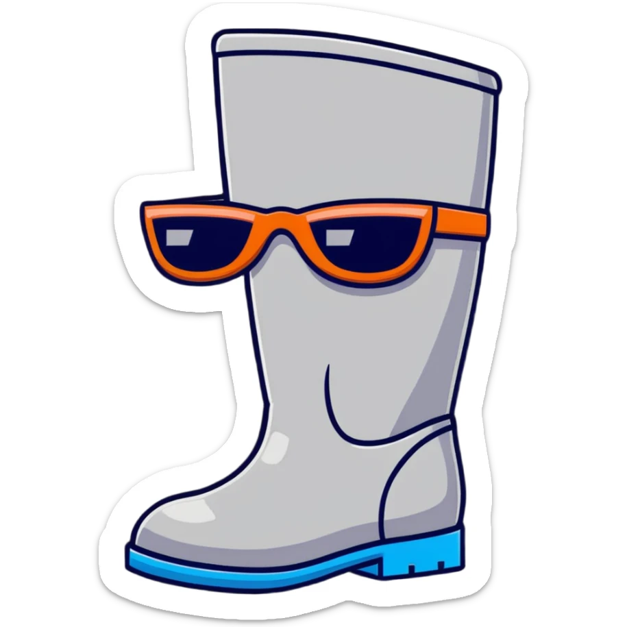 A smart and stylish Russian felt boot (valenok) with a happy face and sunglasses, looking awesome sticker