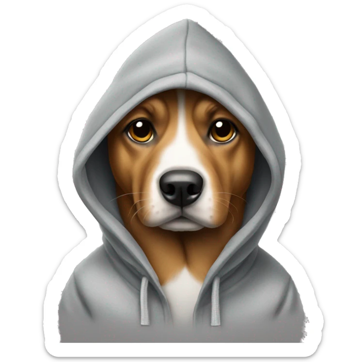 Dog wearing hoodie sticker
