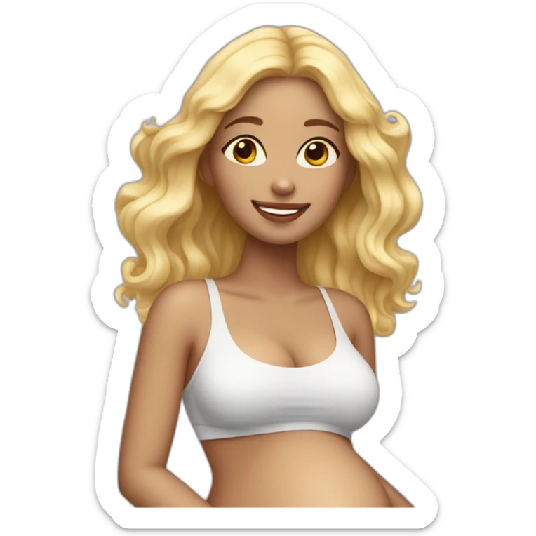 adorable pregnant blond full body women with beach-wave-hair sticker