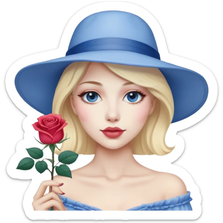 Cinematic Realistic Sleeping Beauty (Aurora) Portrait, with porcelain-like skin featuring a natural rosy flush, illuminated by soft lighting that highlights the gentle contours of her face. Her golden blonde hair flows in soft, detailed waves with subtle highlights that shimmer in the light. Her deep violet-blue eyes radiate warmth and innocence, framed by arched brows and long lashes. With a soft, serene smile, she holds a delicate rose gently in one hand, her other hand resting lightly by her side. She is dressed in her classic pink gown, the fabric rich in texture with delicate folds that catch the light. A golden crown rests atop her head, gleaming with royal refinement. The portrait captures a soft, glowing aura, blending realism with an ethereal sense of beauty and timeless enchantment. sticker