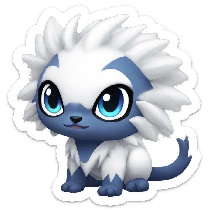 Cute Edgy Cool Kawaii Baby Nargacuga-Absol-Pokémon Full Body Detailed High Quality sticker