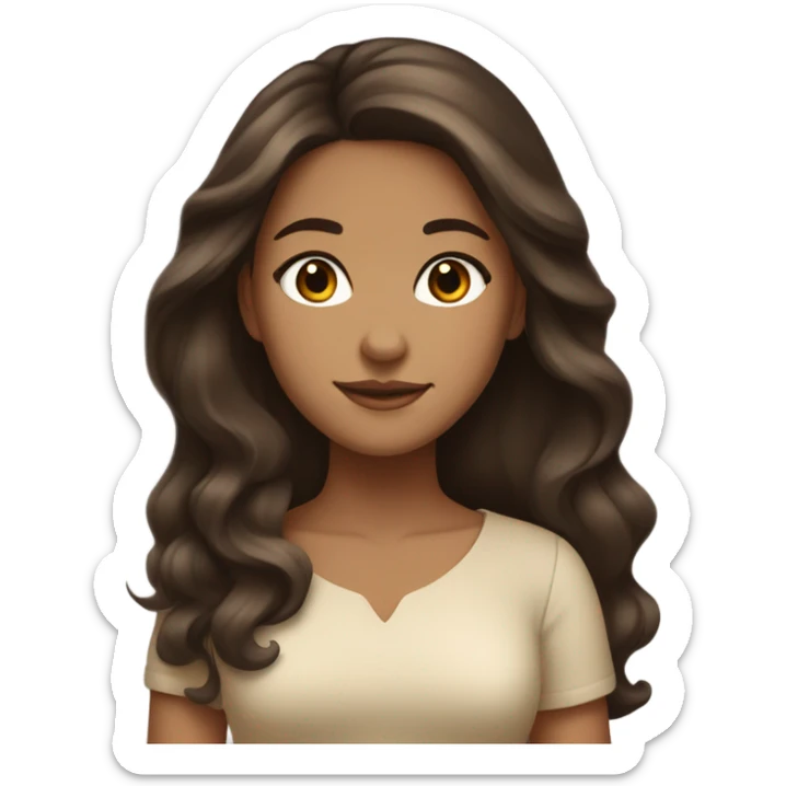 tan girl with long dark brown hair and brown eyes wealthy sticker
