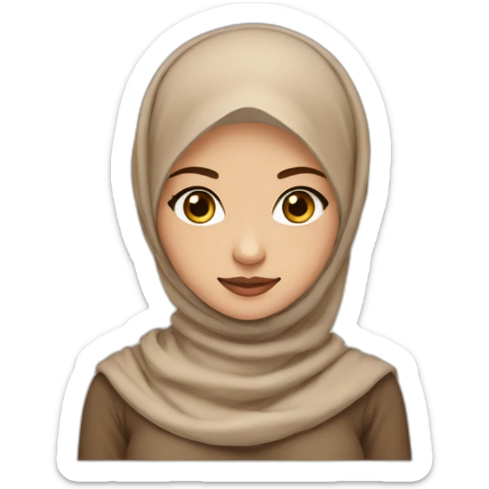 Fair skin hijab woman, nude colour hijab and light brown dress sticker