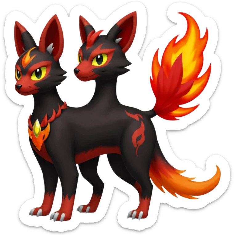 Darkrai-Litten-Torracat-Houndoom-Meloetta-Fakémon-creature-hybrid-fusion, full body sticker