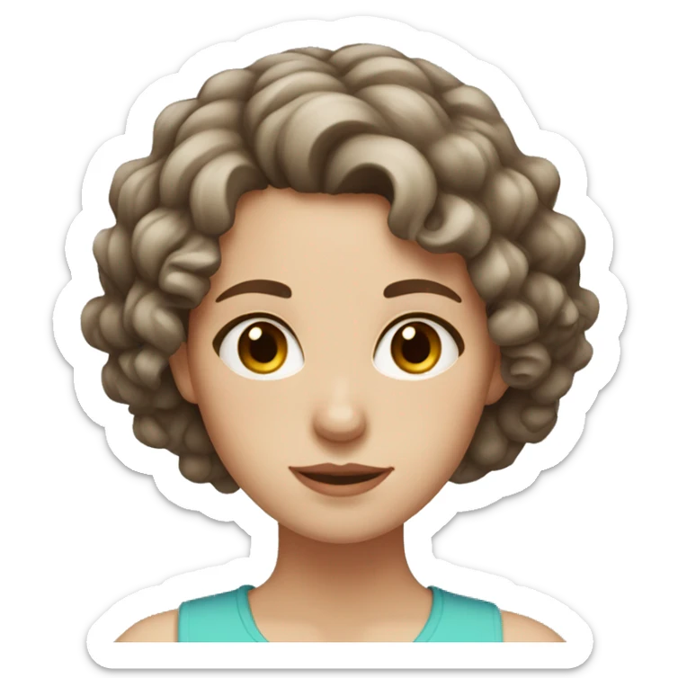 White Girl With short brown Curly hair and dark brown eyes sticker