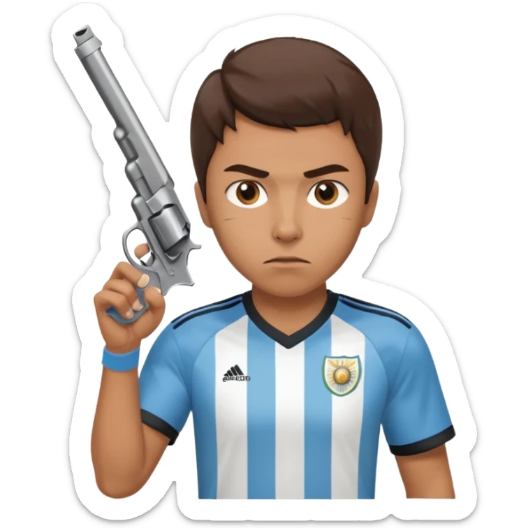 haz un turro con una biszera para atras y con un arma remera argentina pero arma de fuego que tenga un revolver  solo sticker
