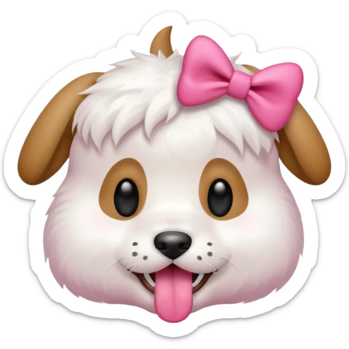 This puppy HEAD 🐶 with a pink bow and tongue out, please in apple ios emoji stylem not fluffy!! sticker