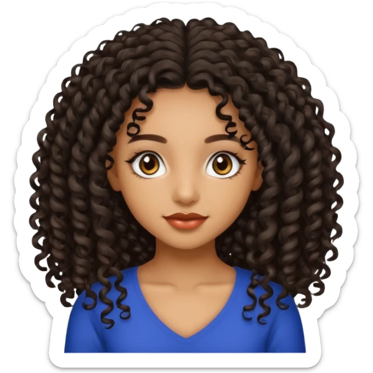 Beautiful Haitian and Puerto Rican girl with light brown skin and long black length very curly hair and beautiful hazel eyes sticker