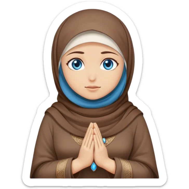 Turkish beautiful finish Konya girl blue eyes with hijab and brown stone dress it prays sticker