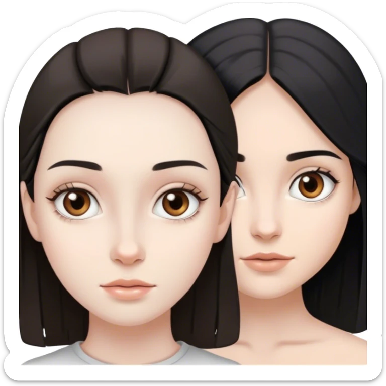 beautiful pale brunette girl with brown eyes and pale man black hair grey eyes sticker