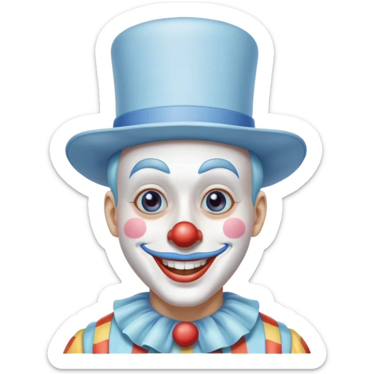 Chú hề đội mũ vuông cao xanh nước biển, cười tươi, khuôn mặt dài  sticker