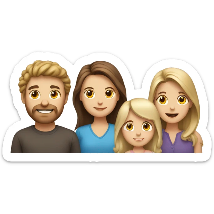 White family, 1 mom with brown hair, 1 boy with Brown hair, 1 girl with long blond hair sticker