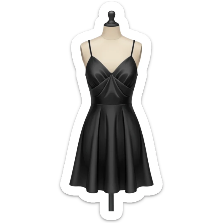 Strappy short black dress made of silk on a headless mannequin  sticker