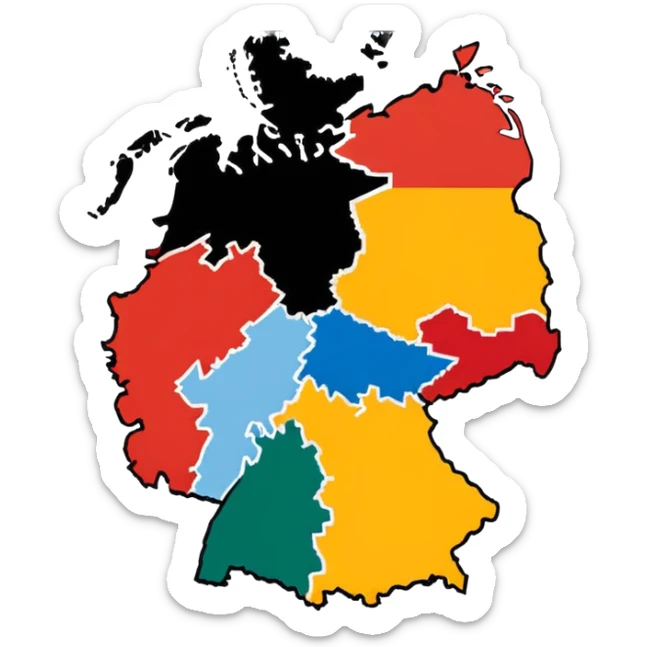 Germania divisa con mandiera in US sud-ovest, UK nord-ovest (Amburgo, Colonia), URSS est (Berlino Est, Dresda), France sud-ovest (Stoccarda, Friburgo) sticker