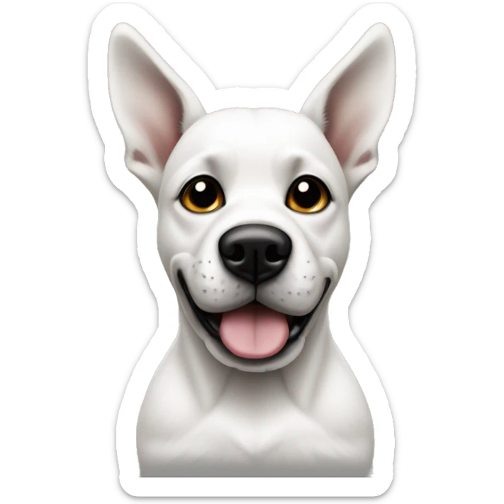 White Dog with black patches covering both eyes and standing up ears sticker