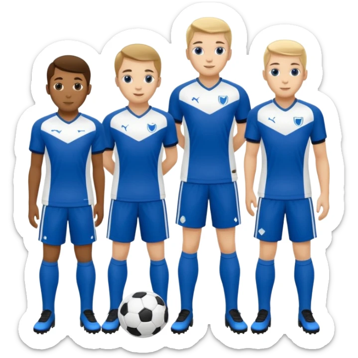 Het moet een staf worden van 3 prestatieteams voetbal van Olympia'18 met de hoofdkleuren blauw en wit, abstract sticker