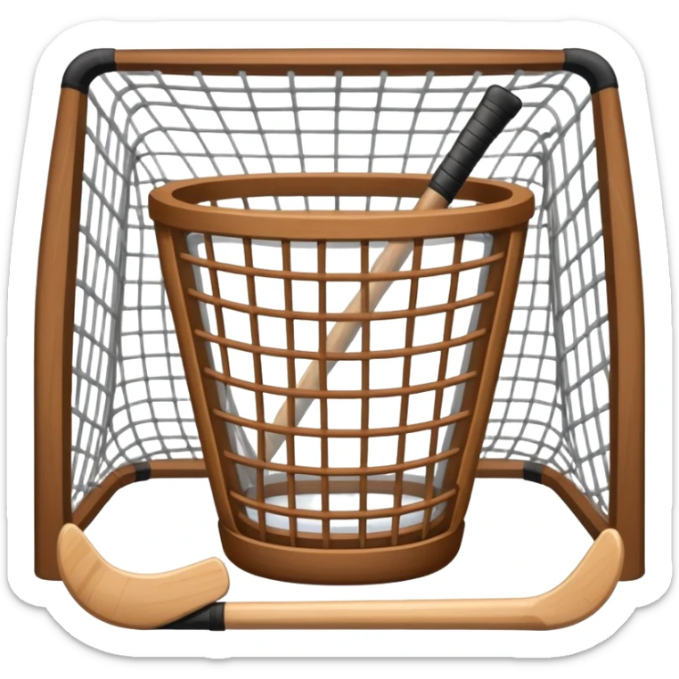 Clear cup filled with hockey sticks, hockey sticks, and hockey net  sticker