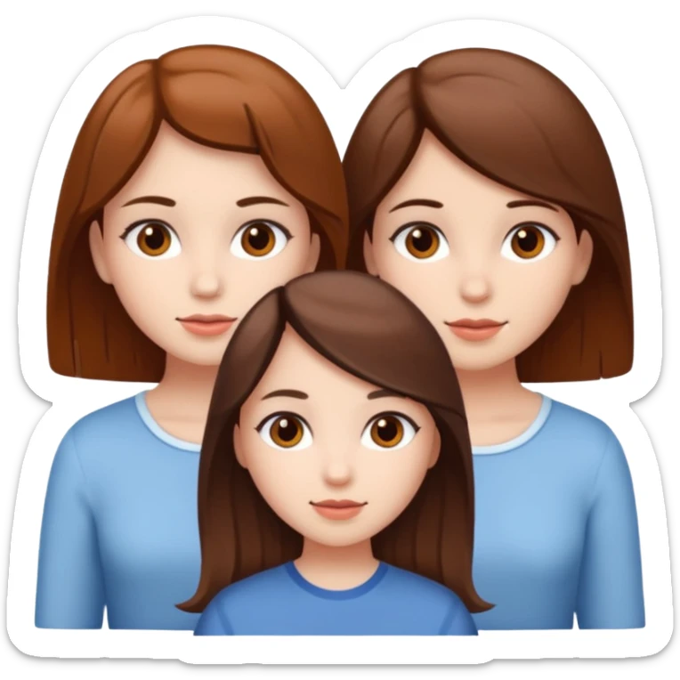 Three girls white skin brown eyes and brown hair  sticker