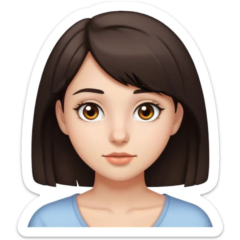 A 21 year old girl with short dark brown hair and brown eyes sticker