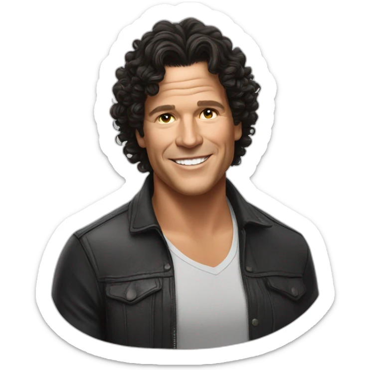 Carlos Vives with Colombian woman of 30's with short curly black hair sticker