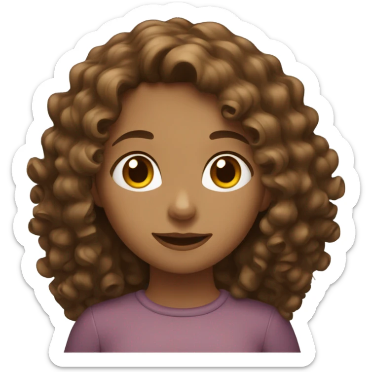 a girl with brown wavy curly hair sticker