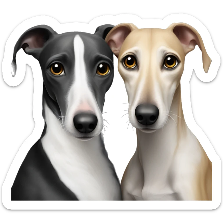 Two aristocrat dog black and white galgo kiss at our old money house  sticker