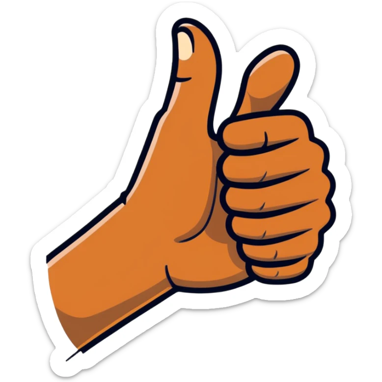 A thumbs up hand with dark skin that transitions to light skin at the wrist sticker