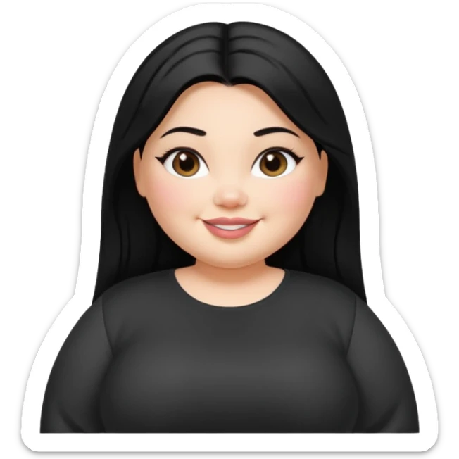 fat pretty bratz girl with black straight hair and white full sleeve sticker