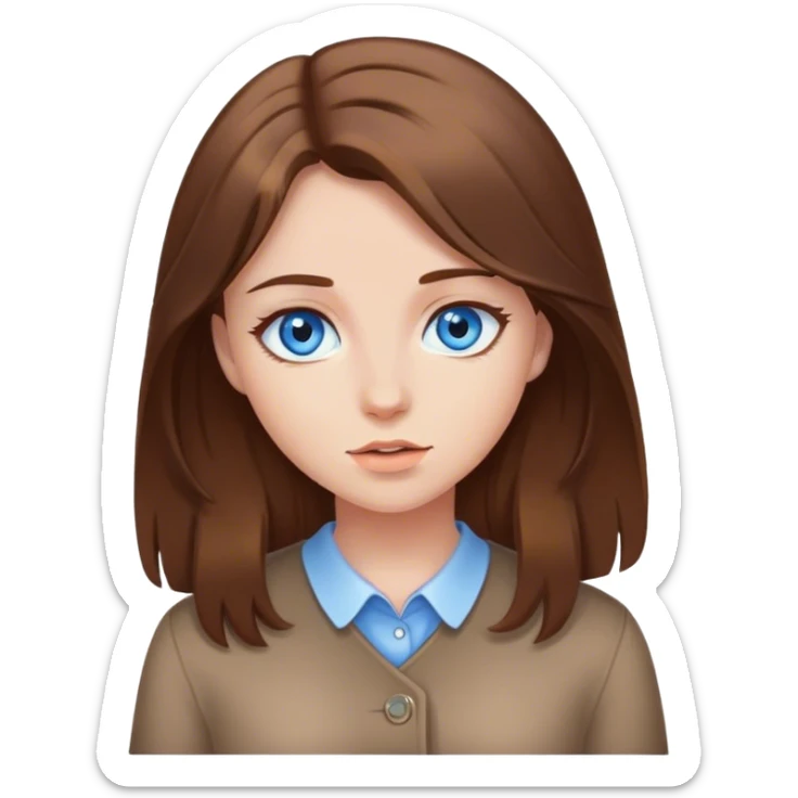 Girl with brown hair blue eyes sticker