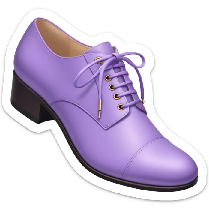 A 3D cartoon lavender-purple Formal shoes with soft texture, lace-up detail, and smooth reflections, isolated on plain background, Memoji-style. sticker