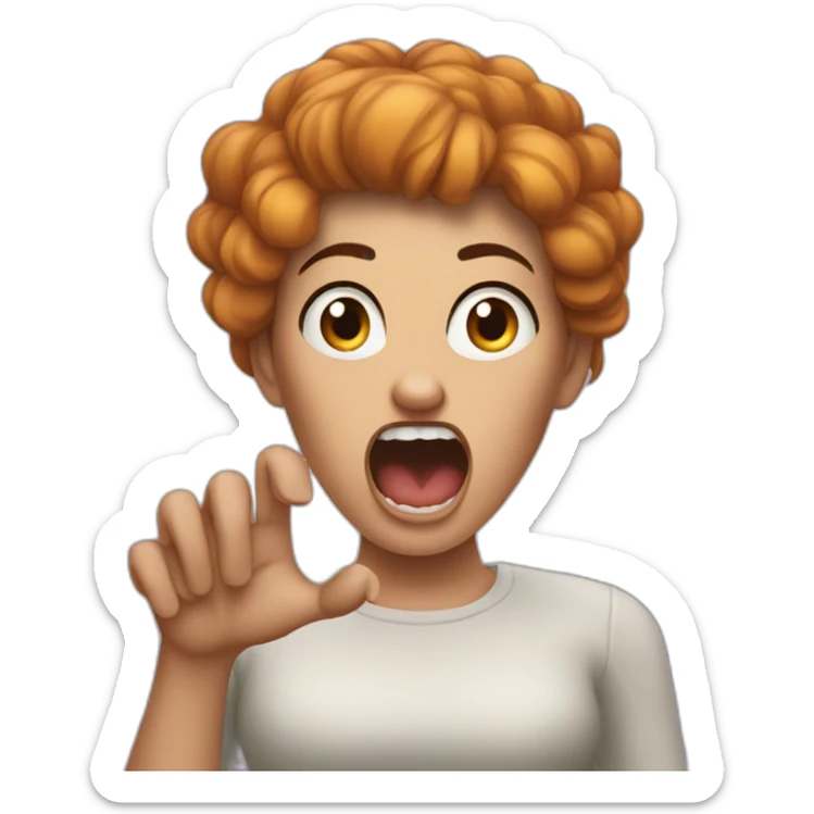 A woman acting like a monster with her hand and her face says grrr. Both hands are visible !  sticker