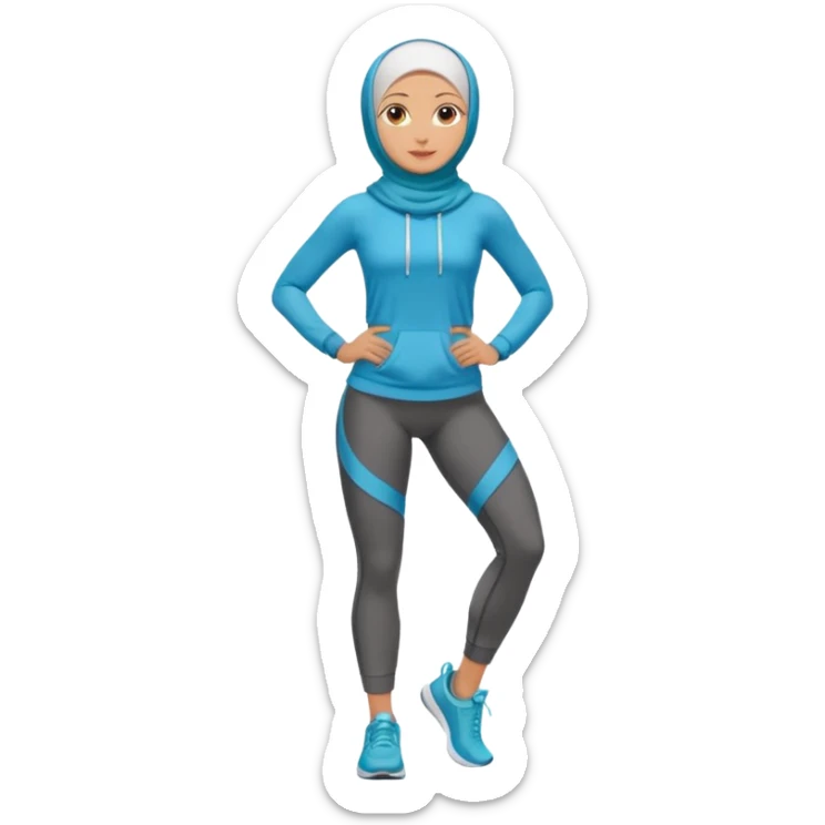 High resolution full body of a girl wearing a hijab and is a fitness trainer sticker