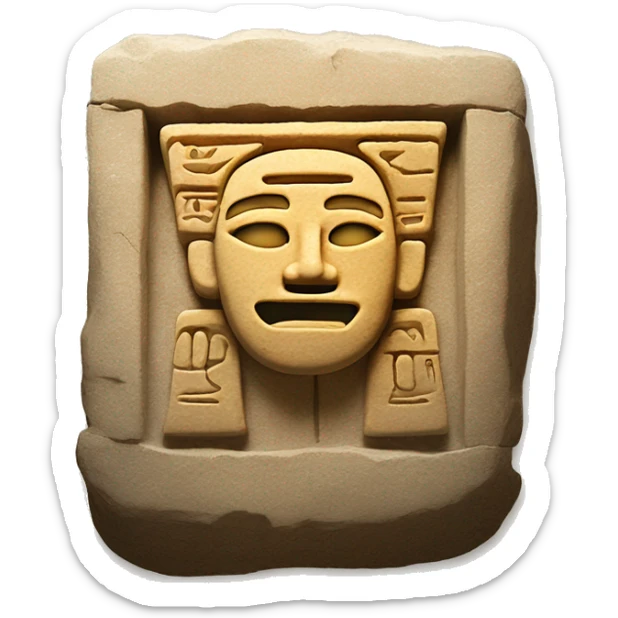 Glowing hieroglyphs shown on a stone tablet sticker