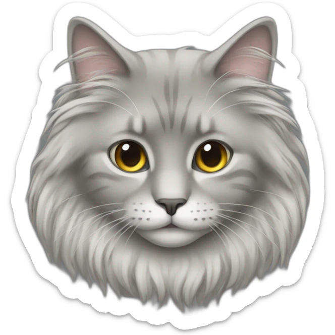 Long Hair cat gray sticker
