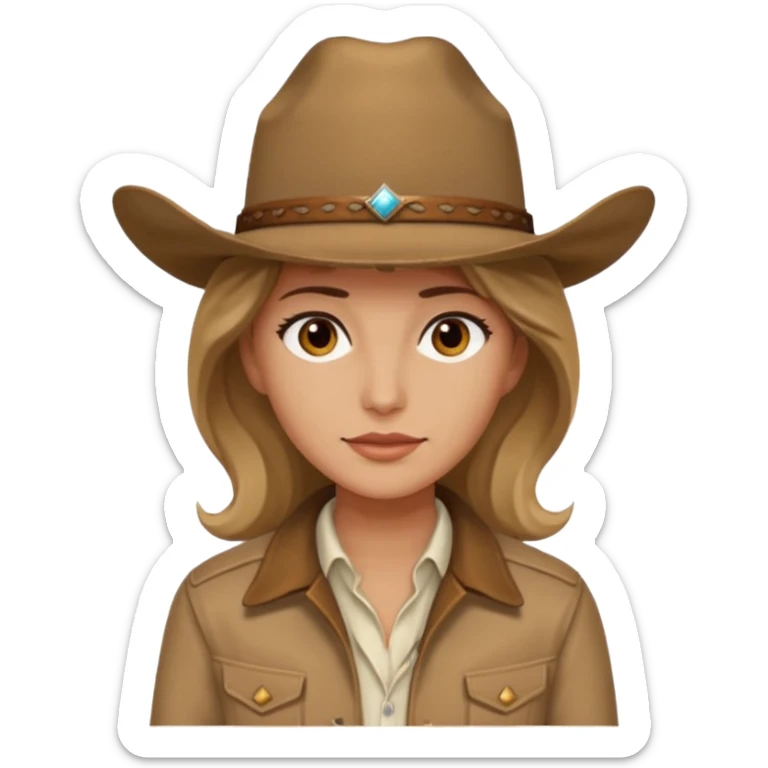 Ennis Del Mar from Brokeback Mountain with brown eyes, dark blonde hair, ivory shirt, brown jacket and cowboy hat sticker