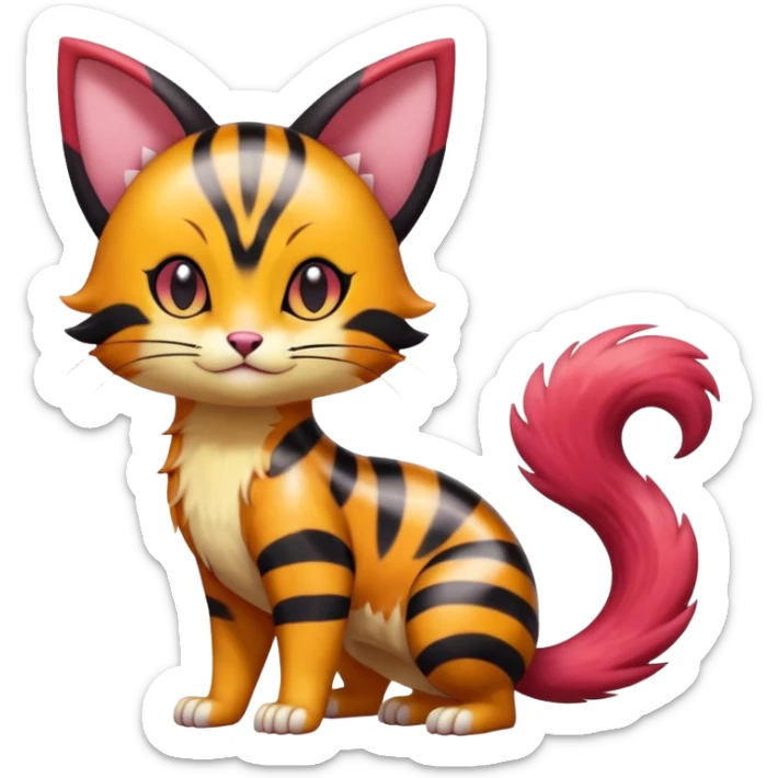 Cute Adorable Shiny Colorful Realistic Elegant Pretty Beautiful Liepard-Furret-Litten-Skitty-Pokémon-fusion-creature (full body) sticker