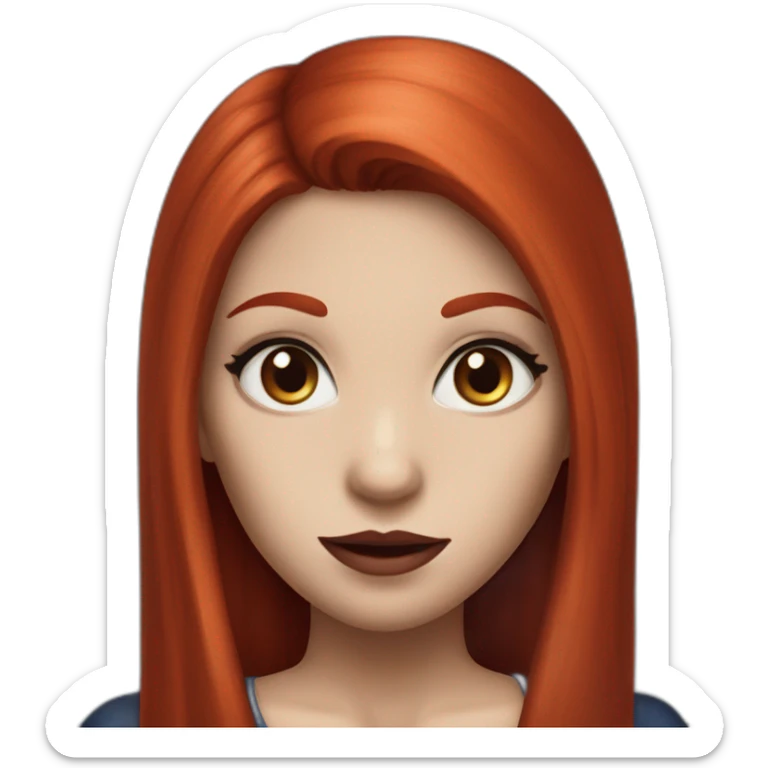 vampire girl with straight red hair and blue eyes, fair skin sticker