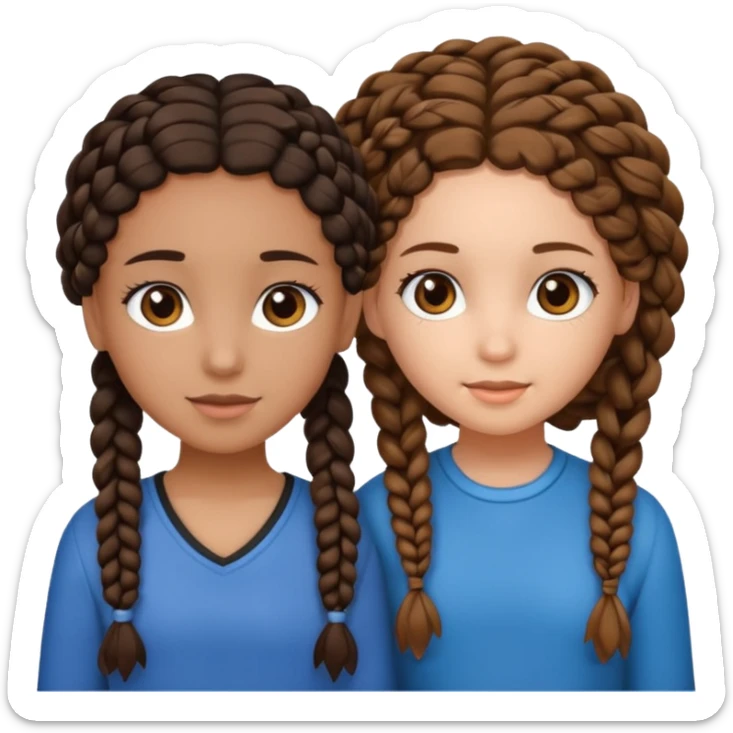2 girl best friends. One is black with braids and brown eyes. One is white with curly brown hair with brown eyes. sticker