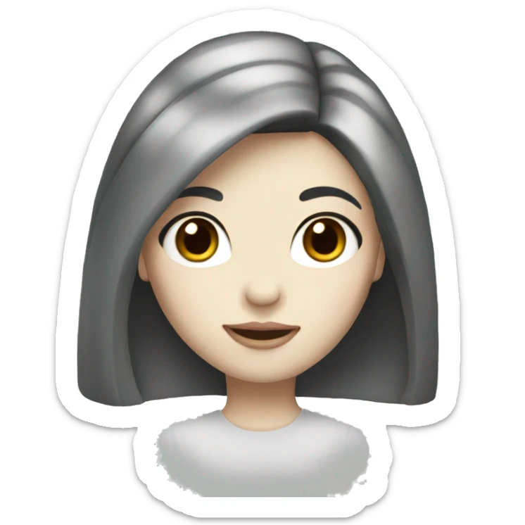 A girl with pale skin TONE and BLACK HAIR  sticker
