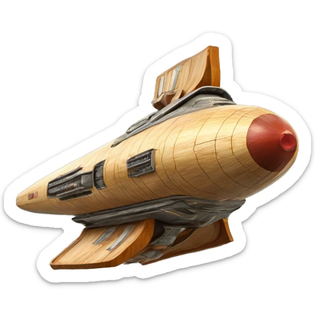 Retro Photographic quality Painted Flying Starship spacecraft wooden  sticker