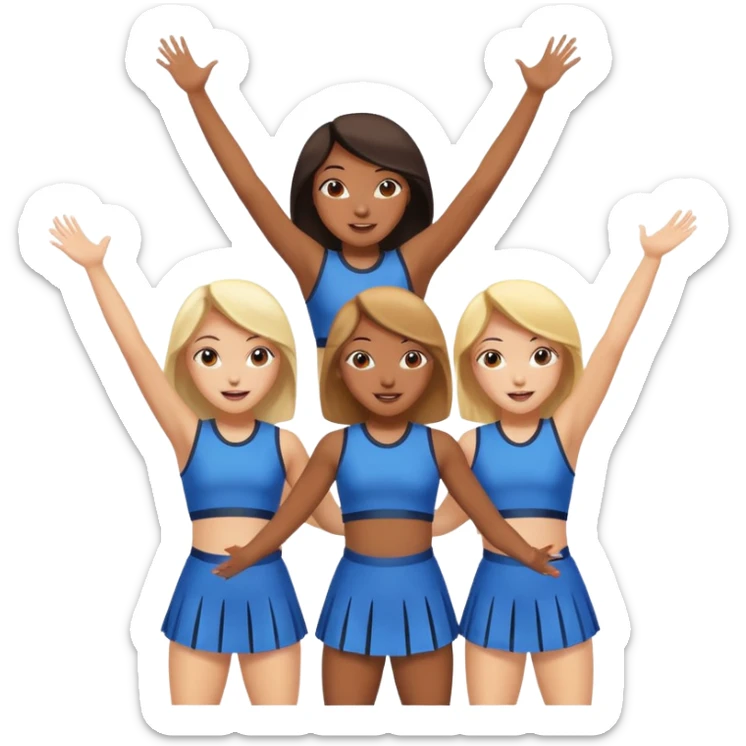 4 girls in a cheer stunt black skin and white skin sticker
