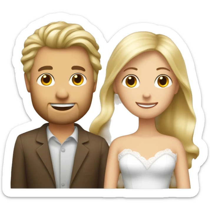 Blonde Frau lange Haare und Mann mit braune Haare und Bart heiraten sticker