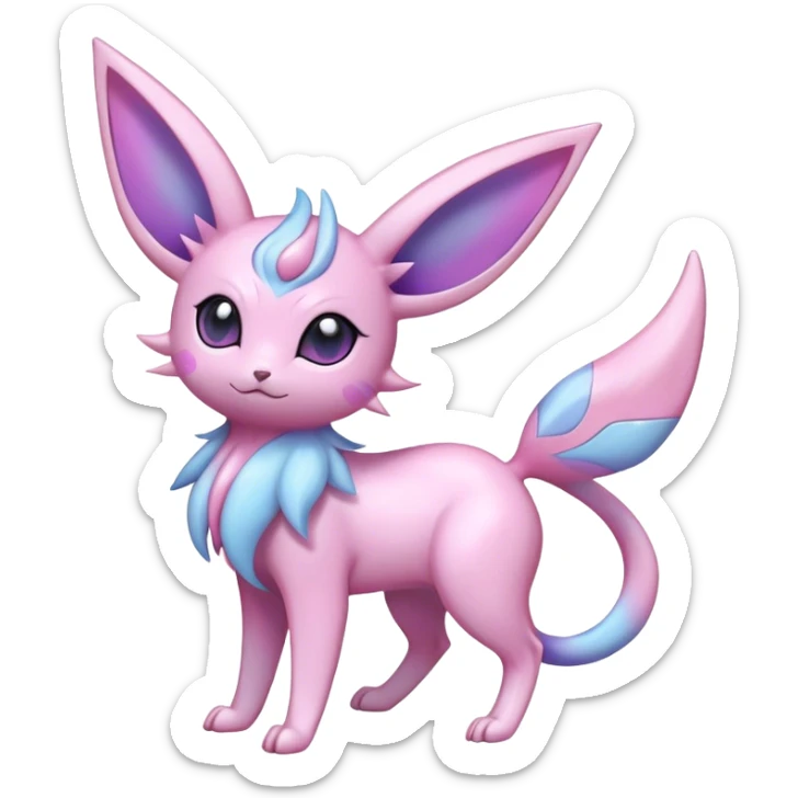 Shiny Cool Sparkly Cute Ethereal Espeon-Sylveon-Fakemon-hybrid-fusion- full body sticker