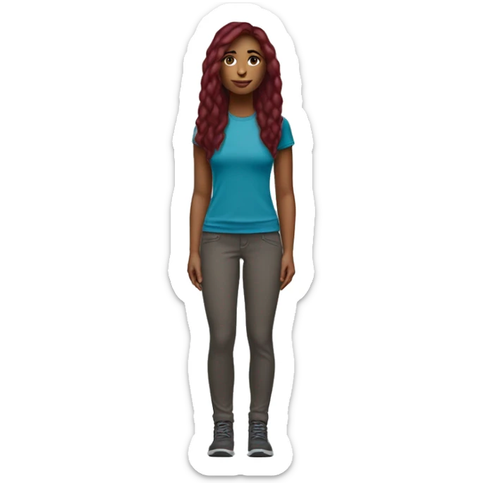 beautiful burgundy straight haired Girl wearing northface full body sticker