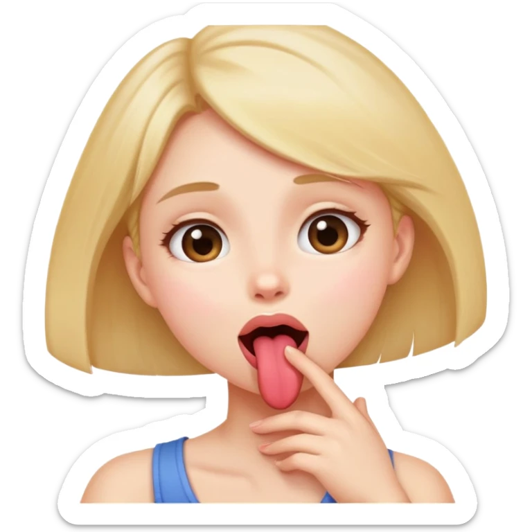 A girl holding neck looking up and tongue sticking out sticker