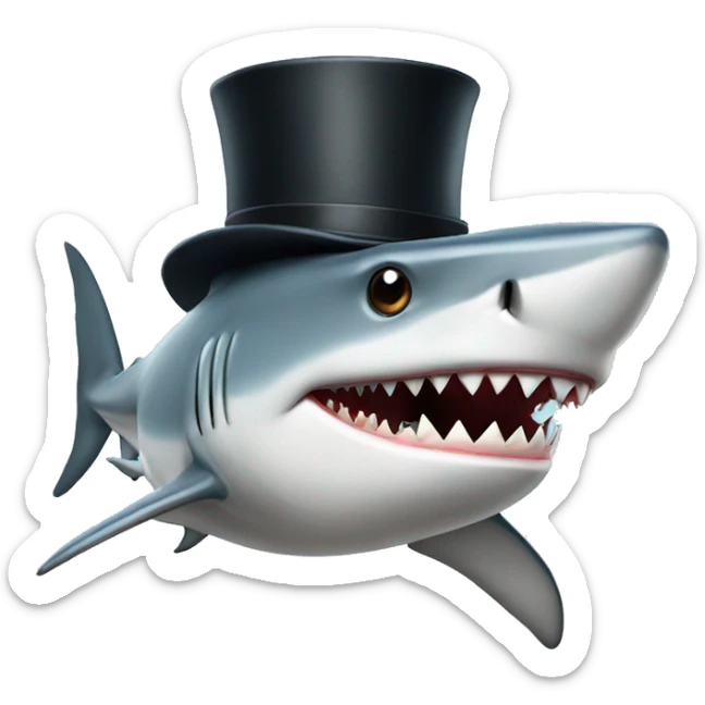 Shark with a top hat sticker